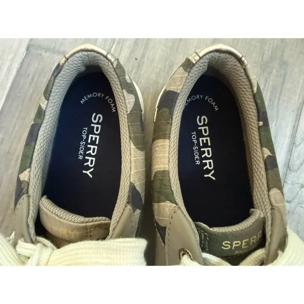 Sperry Charter Taupe Camo Lace Up Sneakers Womens Size 7.5 M Low Top Athleisure